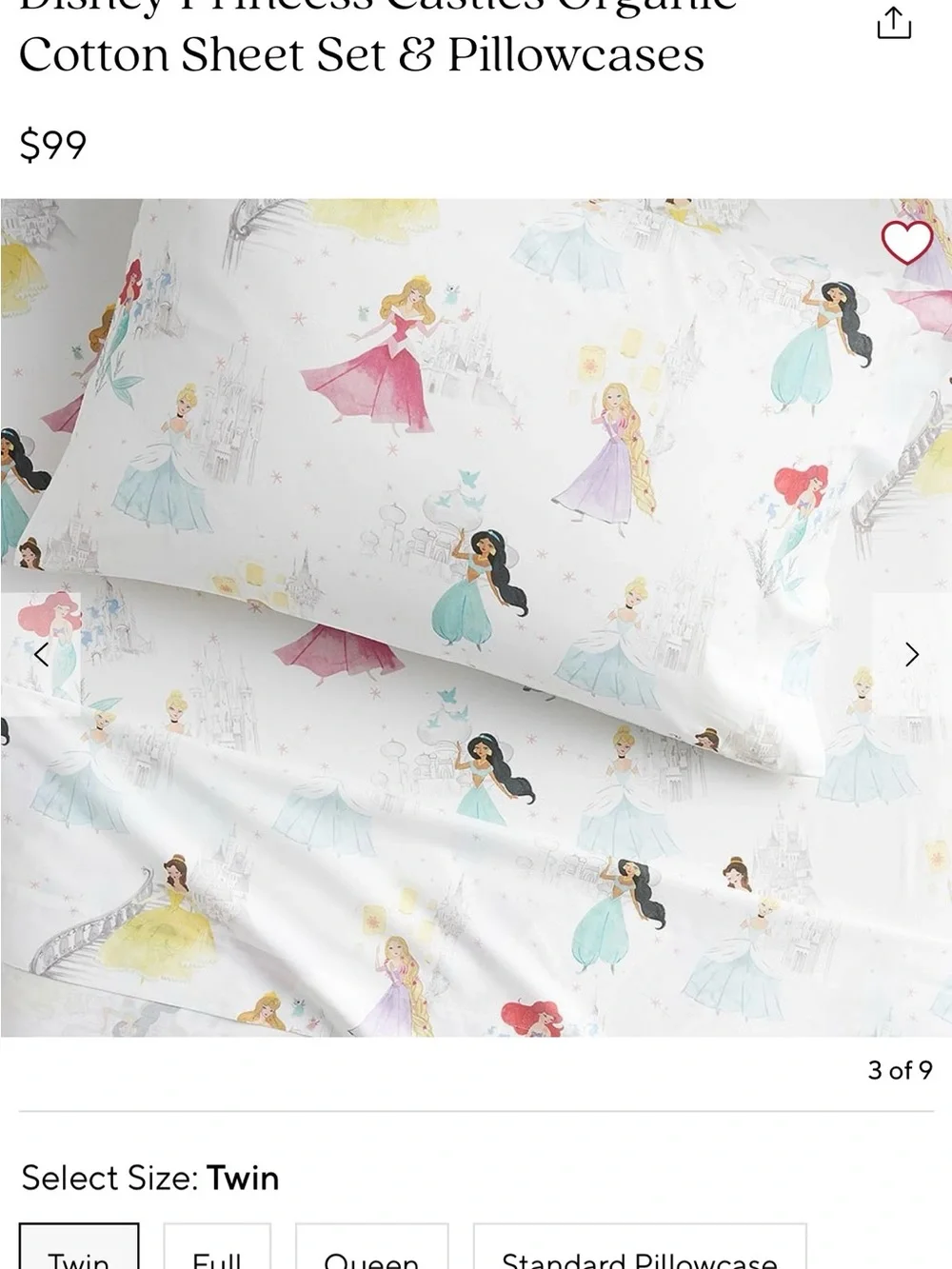 Pottery Barn Kids - Disney Princess TWIN sheets
